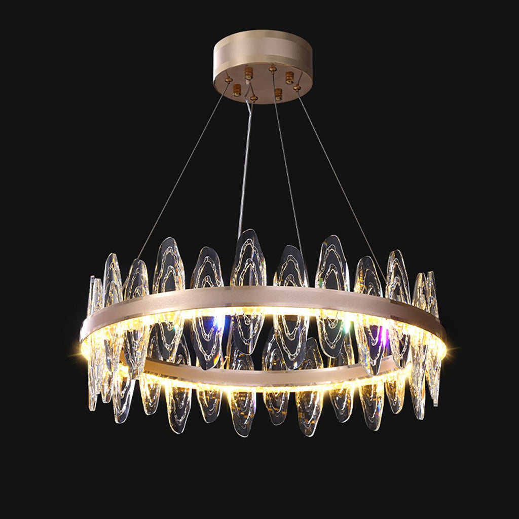 Ring Chandelier Genuine Crystal 3 LED Colours Dimmable Remote | Ceiling Lights & Chandeliers
