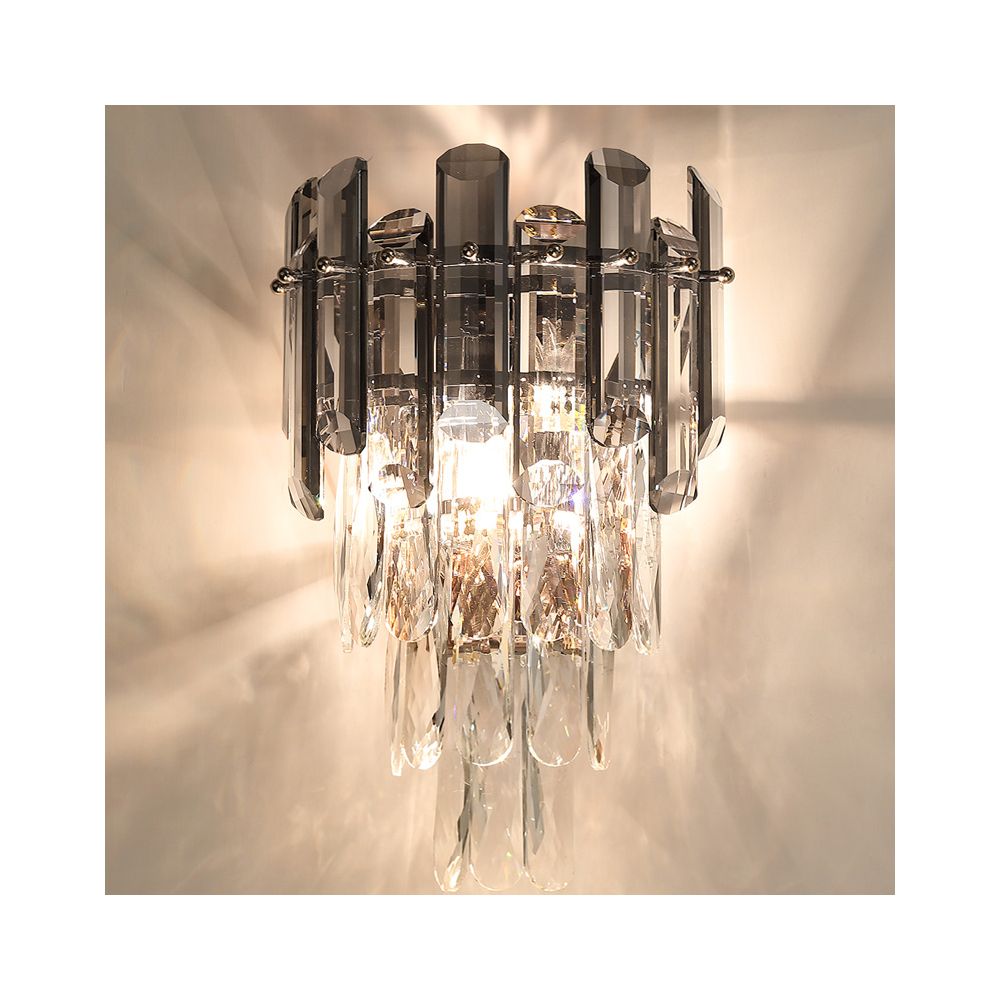 Smoky Crystal & Gold Wall Light | Modern Postmodern Wall Fixture