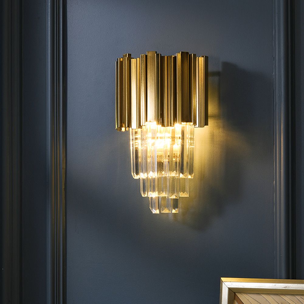 Clear & Gold Postmodern Wall Light | K9 Crystal Chandelier Fixture
