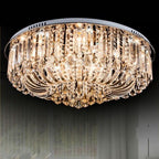 Genuine K9 Crystal Flush Ceiling Light Round Chandelier 3 Colours | Ceiling Lights & Chandeliers