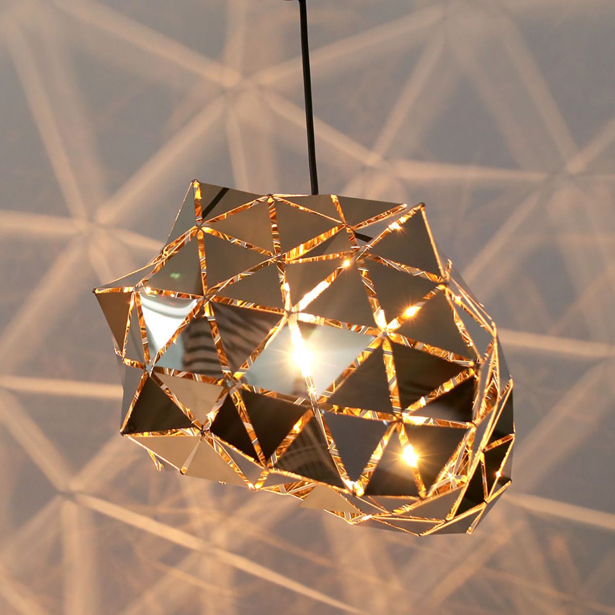 Stainless Steel Triangle Pattern Pendant Light Mirror Finish | Ceiling Lights & Chandeliers