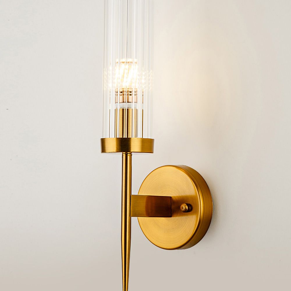 One Arm Clear & Gold Wall Light | Postmodern K9 Crystal Lighting
