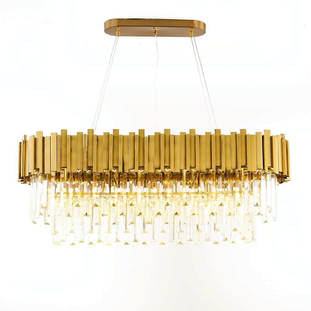 Smoky Clear Crystal Gold Metal Postmodern Dining Chandelier | Ceiling Lights & Chandeliers