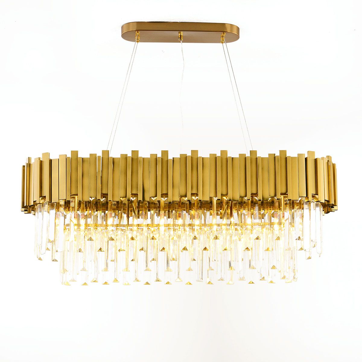 Smoky Clear Crystal Gold Metal Postmodern Dining Chandelier | Ceiling Lights & Chandeliers