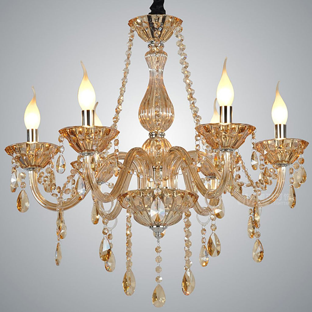 Genuine K9 Crystal Amber 6/8/10 Arms Chandelier Pendant Ceiling | Ceiling Lights & Chandeliers