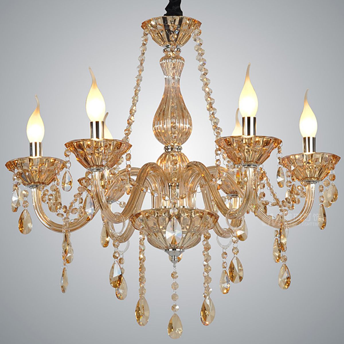 Genuine K9 Crystal Amber 6/8/10 Arms Chandelier Pendant Ceiling | Ceiling Lights & Chandeliers