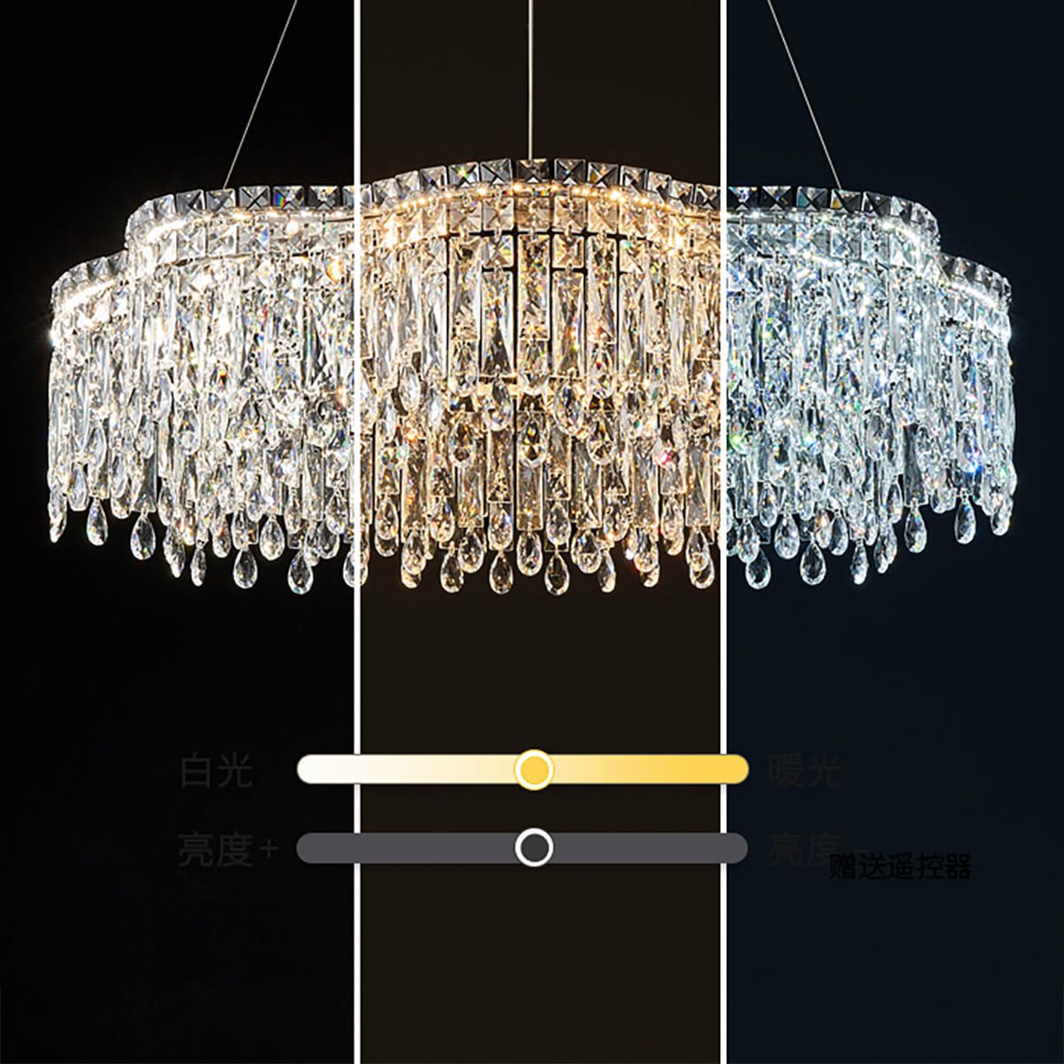 Genuine Crystal LED Chandelier Pendant Light Dimmable Remote | Ceiling Lights & Chandeliers