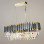 Dark Carbon Grey Clear Crystal Gold Postmodern Dining Chandelier | Ceiling Lights & Chandeliers