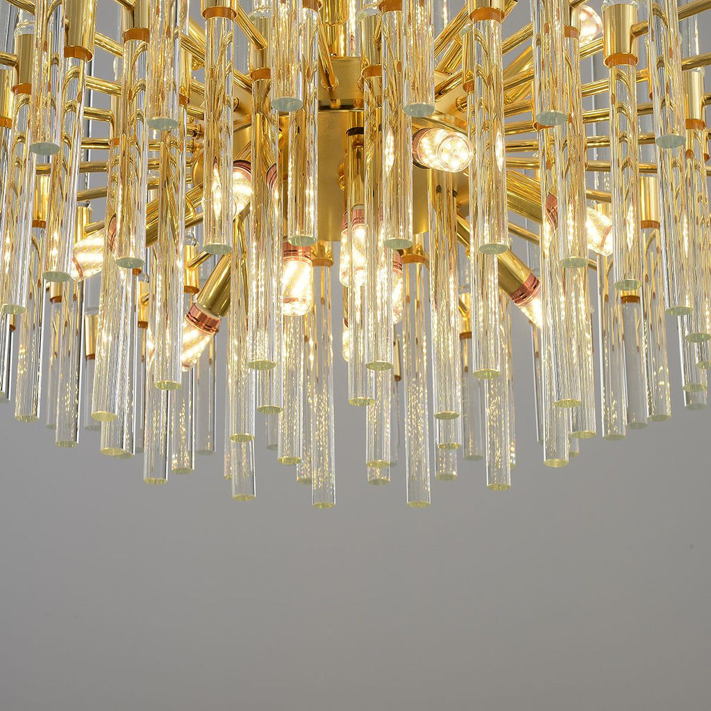 Clear Crystal Rods & Gold Postmodern K9 Chandelier Pendant | Ceiling Lights & Chandeliers