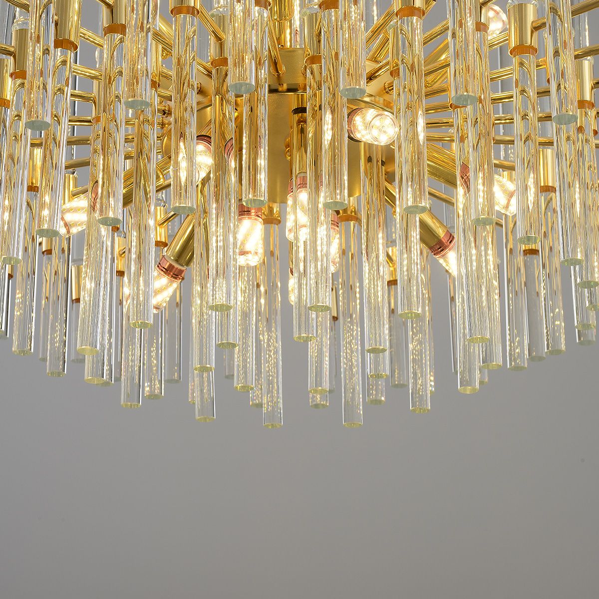 Clear Crystal Rods & Gold Postmodern K9 Chandelier Pendant | Ceiling Lights & Chandeliers