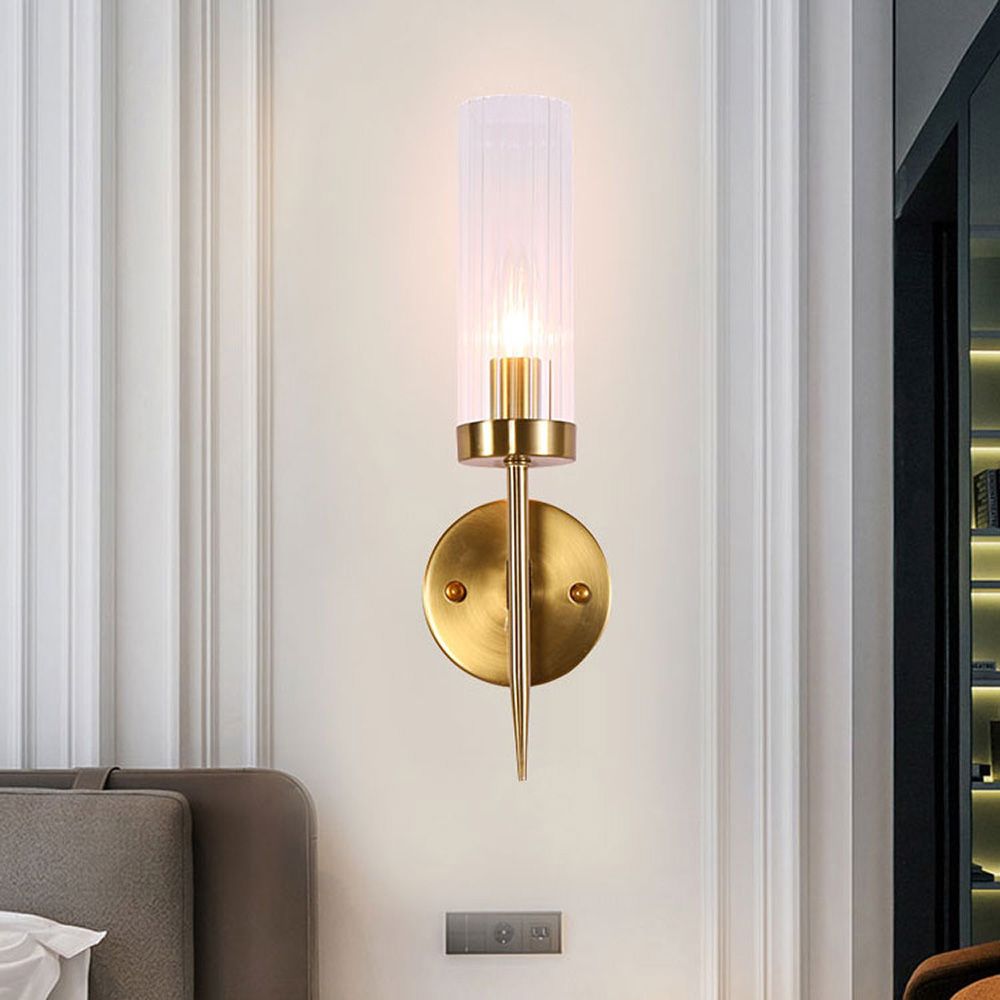 One Arm Clear & Gold Wall Light | Postmodern K9 Crystal Lighting