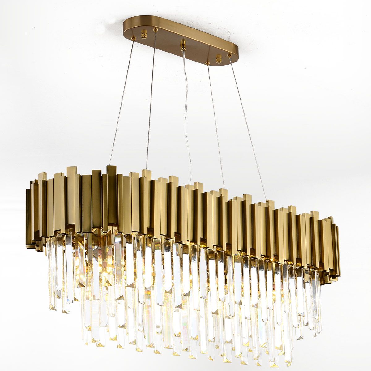 Smoky Clear Crystal Gold Metal Postmodern Dining Chandelier | Ceiling Lights & Chandeliers