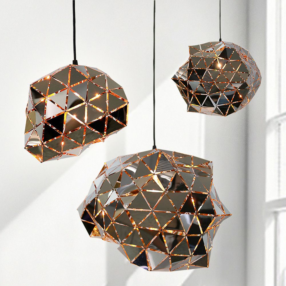 Stainless Steel Triangle Pattern Pendant Light Mirror Finish | Ceiling Lights & Chandeliers