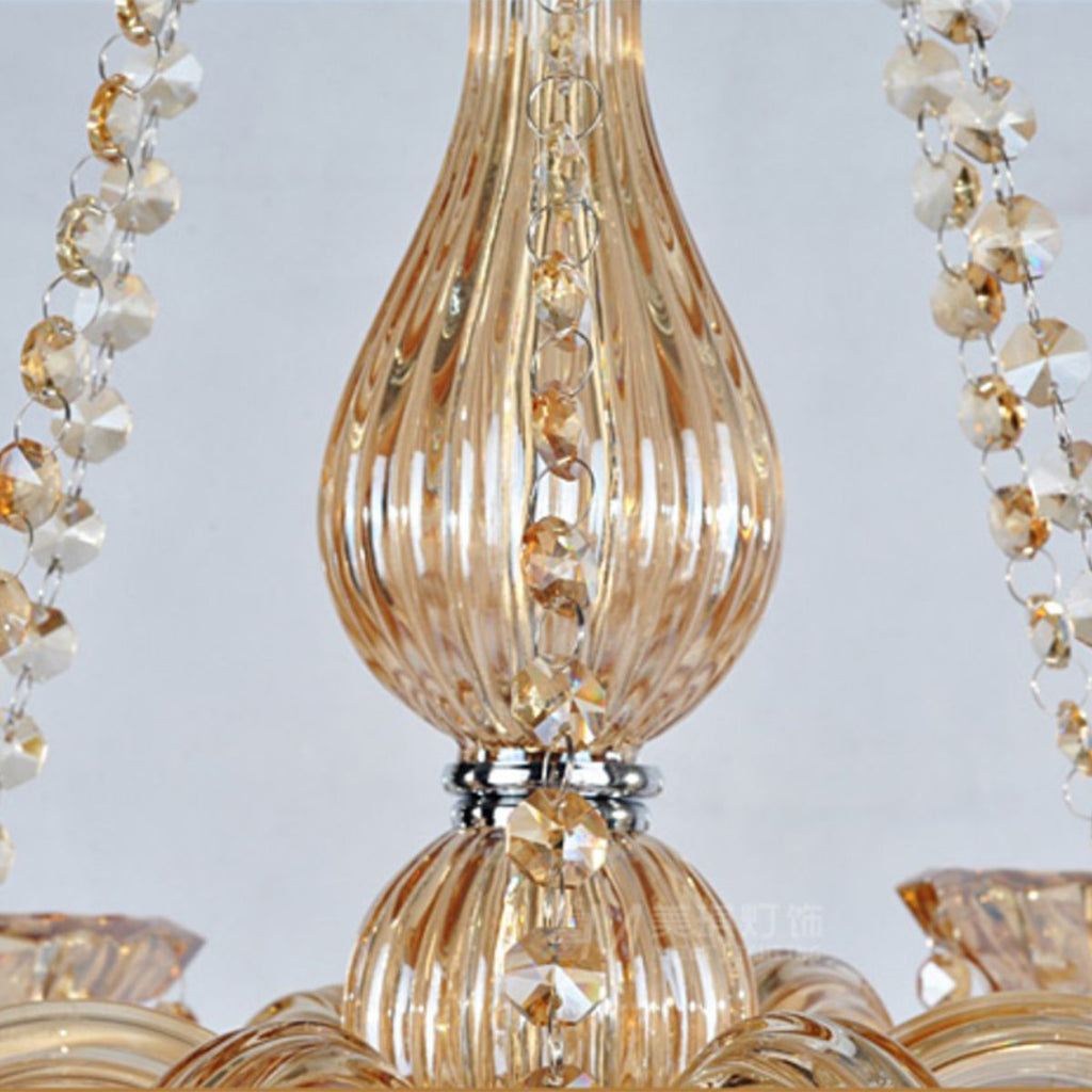 Genuine K9 Crystal Amber 6/8/10 Arms Chandelier Pendant Ceiling | Ceiling Lights & Chandeliers