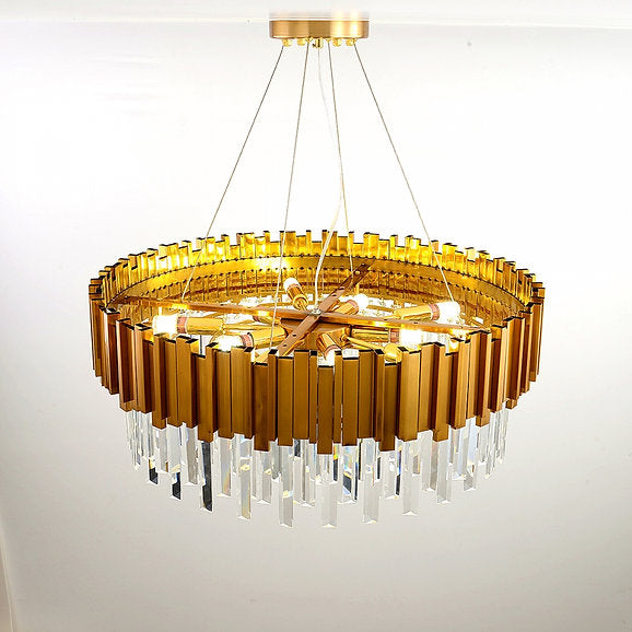 Clear and Gold Postmodern Pendant Chandelier Ceiling Light Genuine K9 Crystals