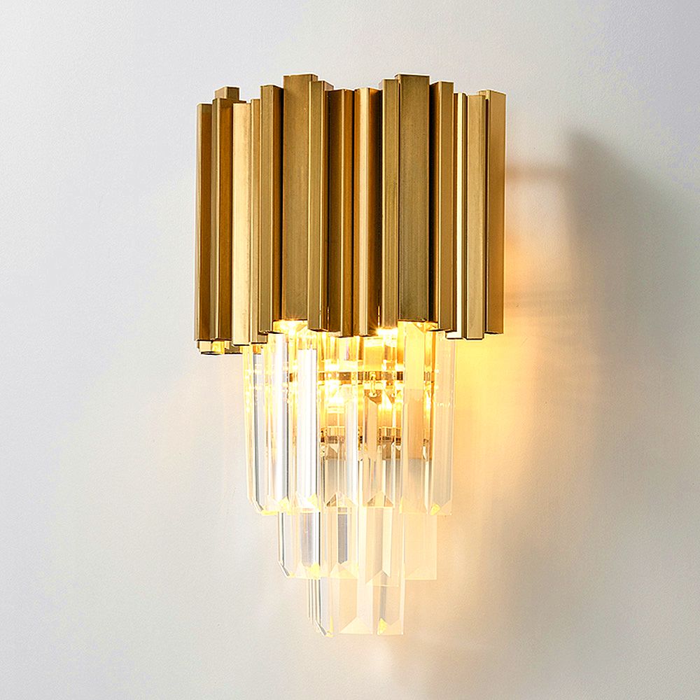 Clear & Gold Postmodern Wall Light | K9 Crystal Chandelier Fixture