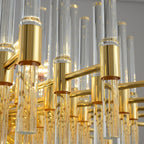 Smoky Clear Crystal Gold Metal Postmodern Dining Chandelier | Ceiling Lights & Chandeliers