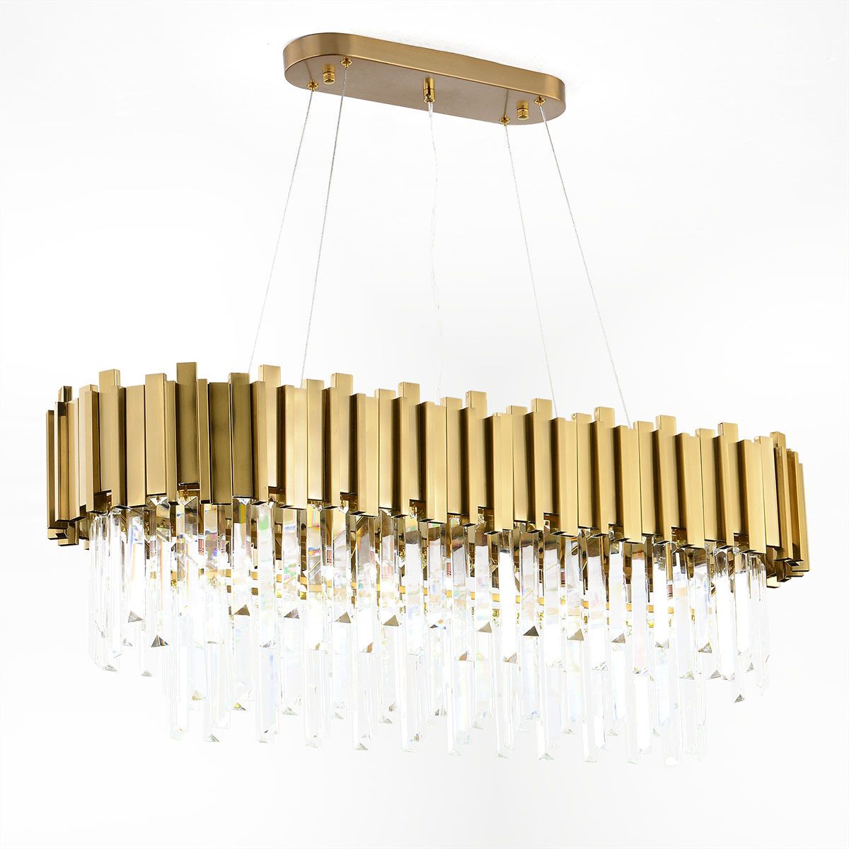 Smoky Clear Crystal Gold Metal Postmodern Dining Chandelier | Ceiling Lights & Chandeliers