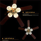 52” Ceiling Fan Light Bronze with Glass Lights & Wood Blades | Ceiling Lights