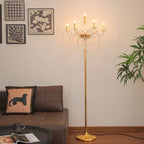 Genuine K9 Crystal Clear Golden 7 Arms Chandelier Floor Lamp | Floor Lighting