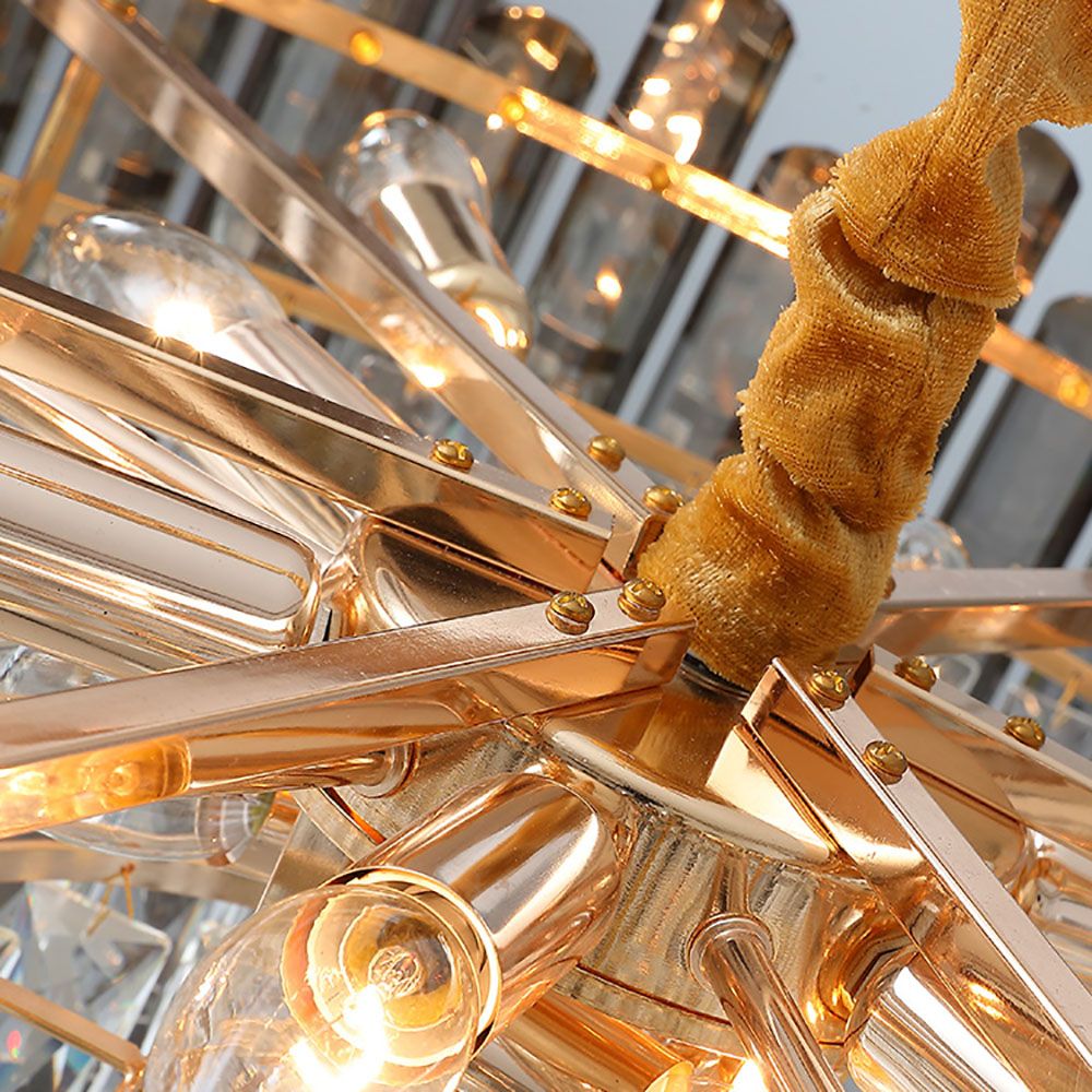 Smoky Clear Crystal Gold Metal Postmodern Chandelier Pendant | Ceiling Lights & Chandeliers