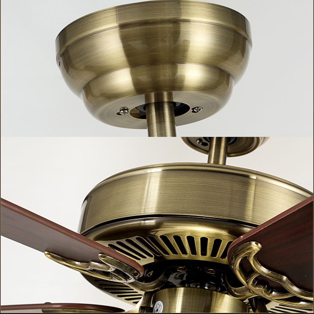 52” Ceiling Fan Light Bronze with Glass Lights & Wood Blades | Ceiling Lights