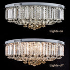 Genuine K9 Crystal Flush Ceiling Light Round Chandelier 3 Colours | Ceiling Lights & Chandeliers