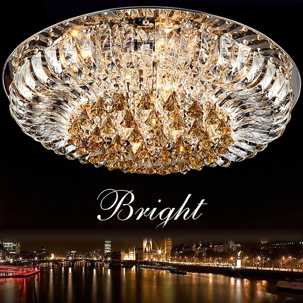 Diamond Cascade Flush LED K9 Crystal Chandelier | Ceiling Lights