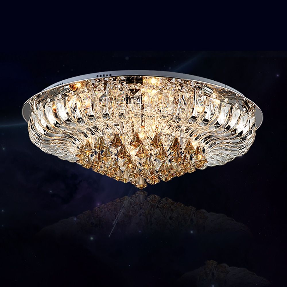 Diamond Cascade Flush LED K9 Crystal Chandelier | Ceiling Lights