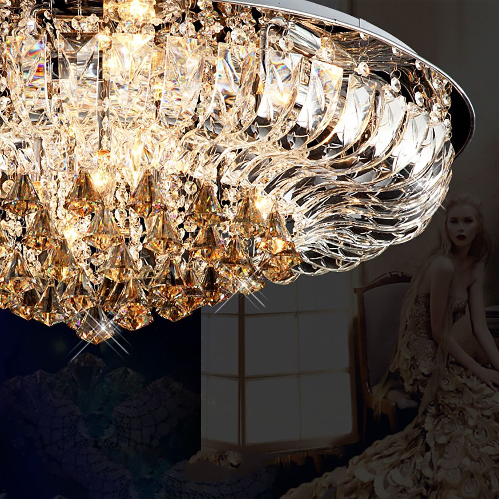Diamond Cascade Flush LED K9 Crystal Chandelier | Ceiling Lights