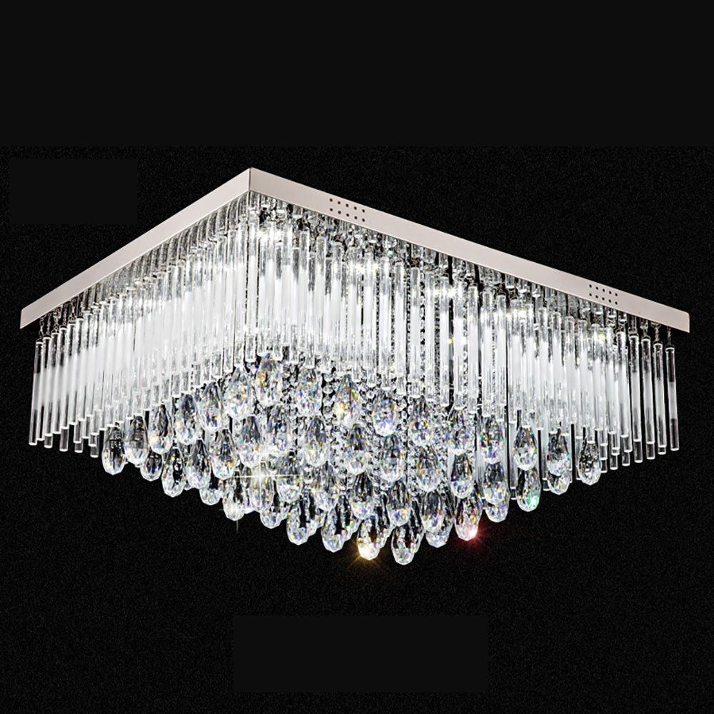 Modern K9 Crystal LED Square Rectangular Flush Ceiling Light | Ceiling Lights & Chandeliers