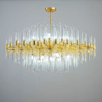 Clear Crystal Rods & Gold Postmodern K9 Chandelier Pendant | Ceiling Lights & Chandeliers