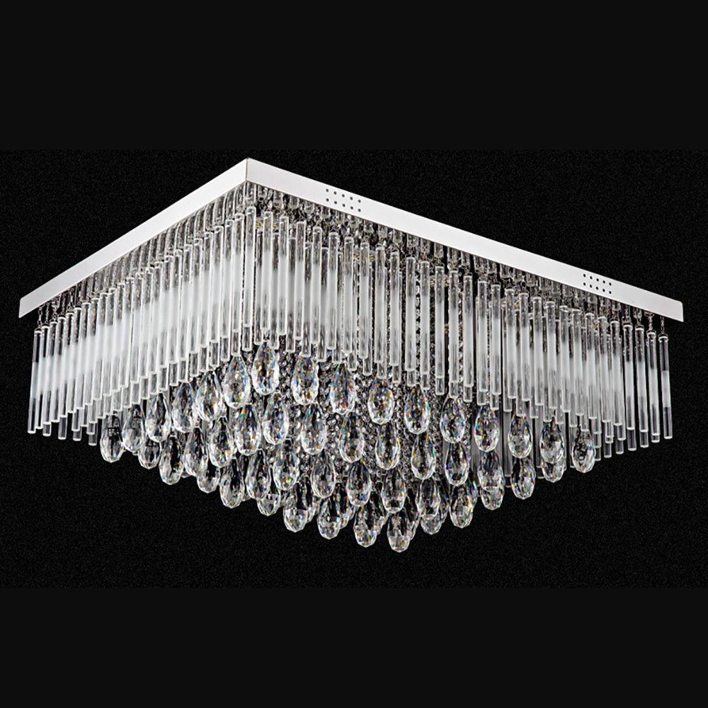 Modern K9 Crystal LED Square Rectangular Flush Ceiling Light | Ceiling Lights & Chandeliers