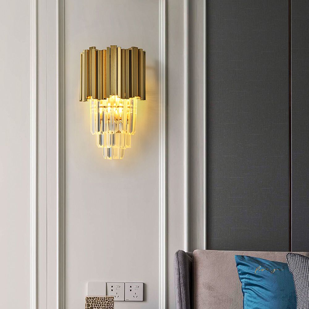 Clear & Gold Postmodern Wall Light | K9 Crystal Chandelier Fixture