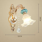 Blue Ceramic Gold Crystal Wall Light – 1/2 Arms Chandelier Style