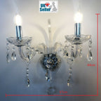 2 Arms Clear Silver Crystal Wall Light – Classic Chandelier Style