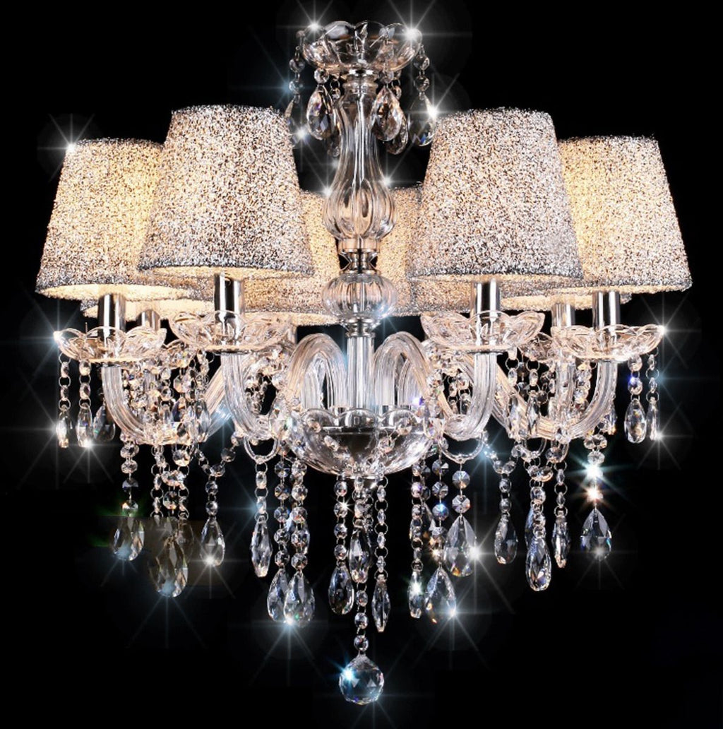 Clear Crystal K9 Chandelier Candle Water Droplet With Lampshades | Ceiling Lights & Chandeliers