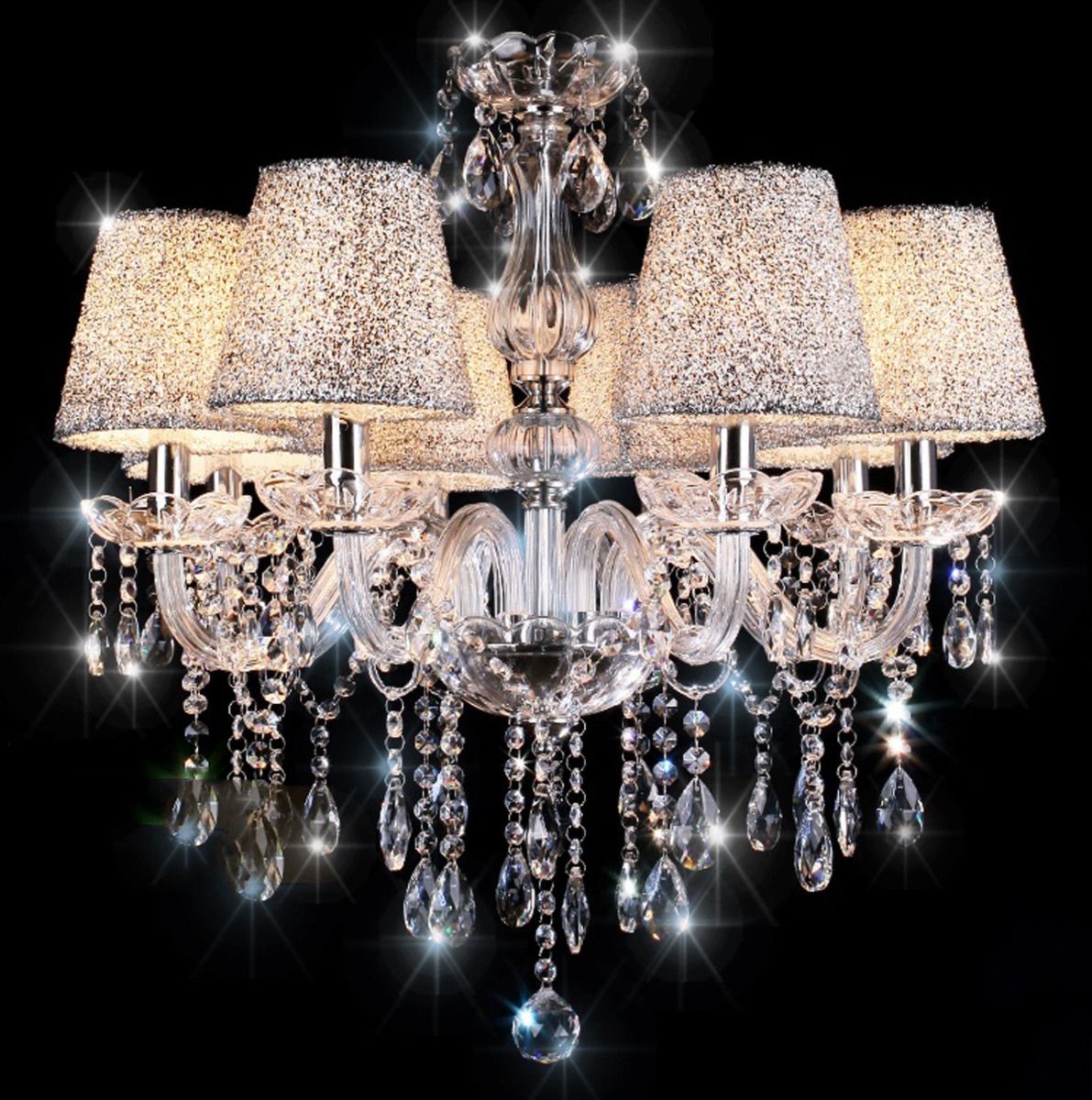 Clear Crystal K9 Chandelier Candle Water Droplet With Lampshades | Ceiling Lights & Chandeliers