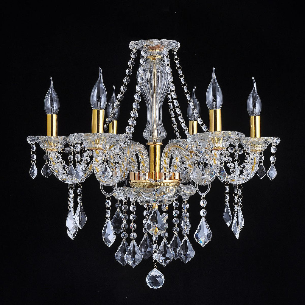 Genuine K9 Crystal 6/8/10 Twisted Arms Golden Chandelier Pendant | Ceiling Lights & Chandeliers
