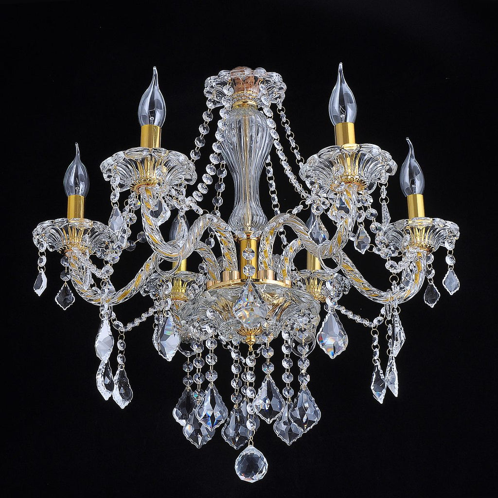 Genuine K9 Crystal 6/8/10 Twisted Arms Golden Chandelier Pendant | Ceiling Lights & Chandeliers