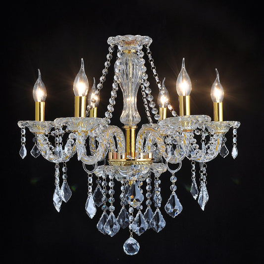 Genuine K9 Crystal 6/8/10 Twisted Arms Golden Chandelier Pendant | Ceiling Lights & Chandeliers
