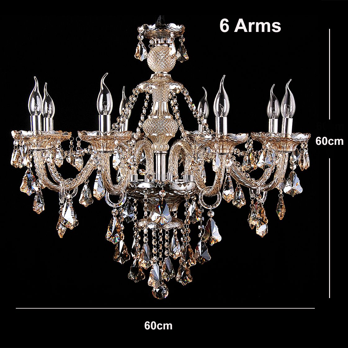 Genuine K9 Crystal Chandelier Champagne Silver Pendant Light | Ceiling Lights & Chandeliers