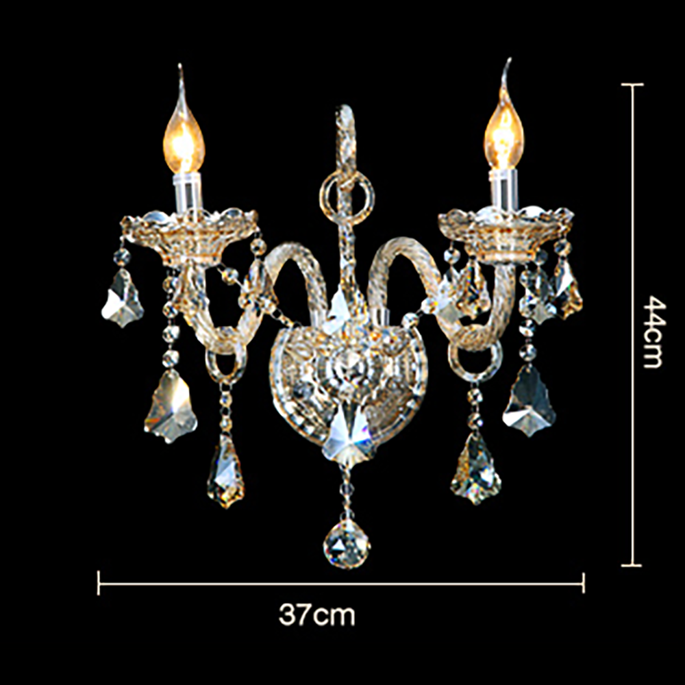 Champagne 2 Arms Crystal Wall Light – Classic K9 Chandelier Style