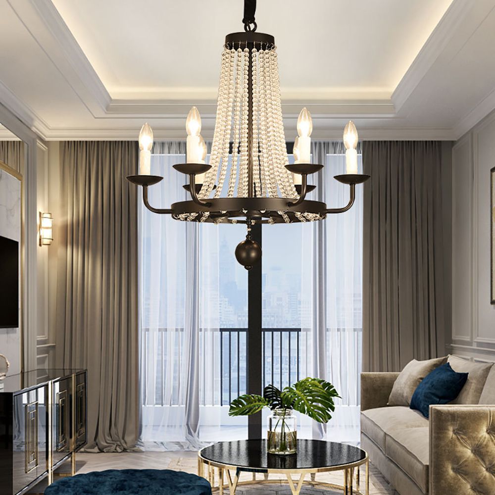 Black Post Modern Pendant Chandelier K9 Crystal Metal Arms | Ceiling Lights & Chandeliers