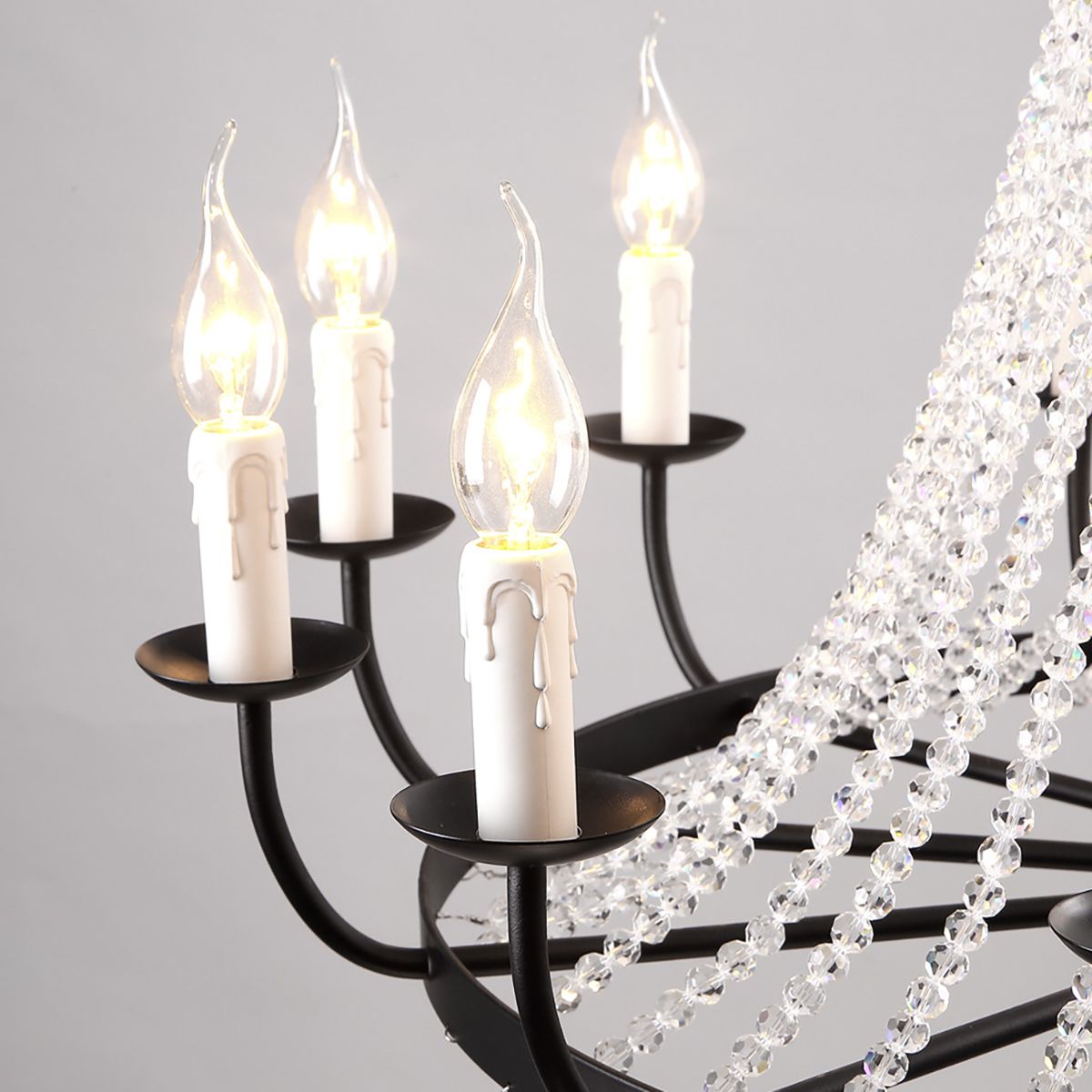 Black Post Modern Pendant Chandelier K9 Crystal Metal Arms | Ceiling Lights & Chandeliers