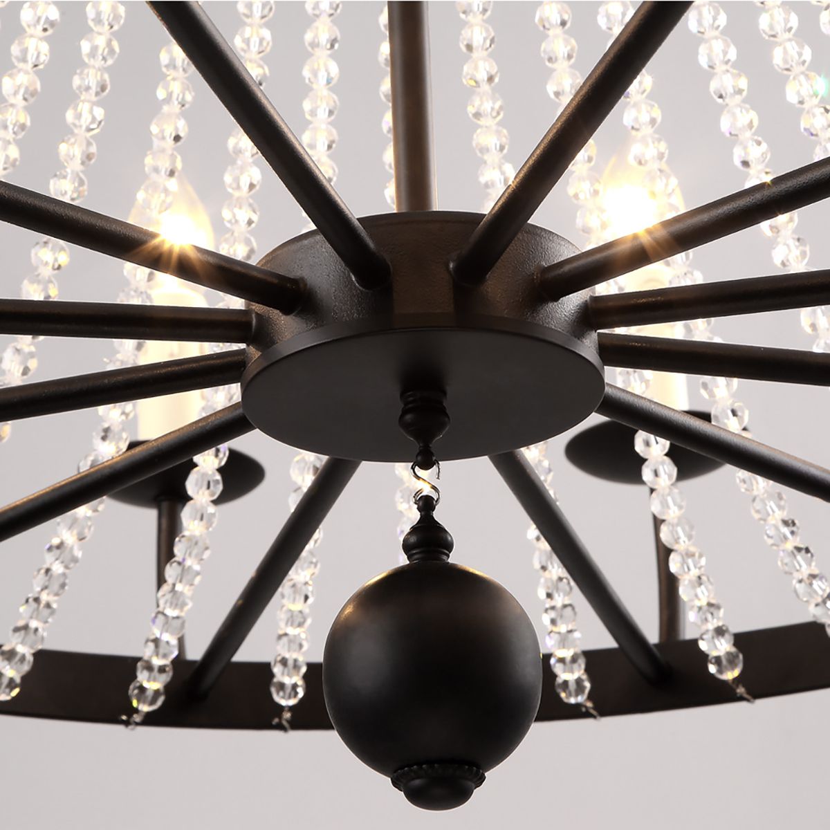 Black Post Modern Pendant Chandelier K9 Crystal Metal Arms | Ceiling Lights & Chandeliers