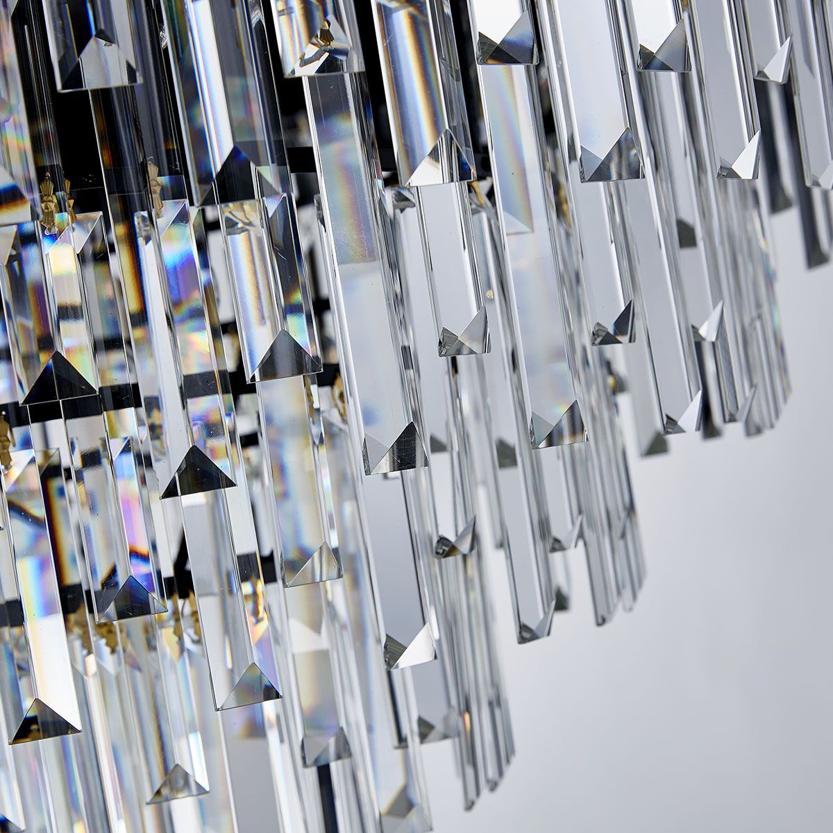 Dark Carbon and Gold Postmodern Pendant Chandelier Genuine K9 Crystal Metal Body 11/17/22 Bulbs (E14)