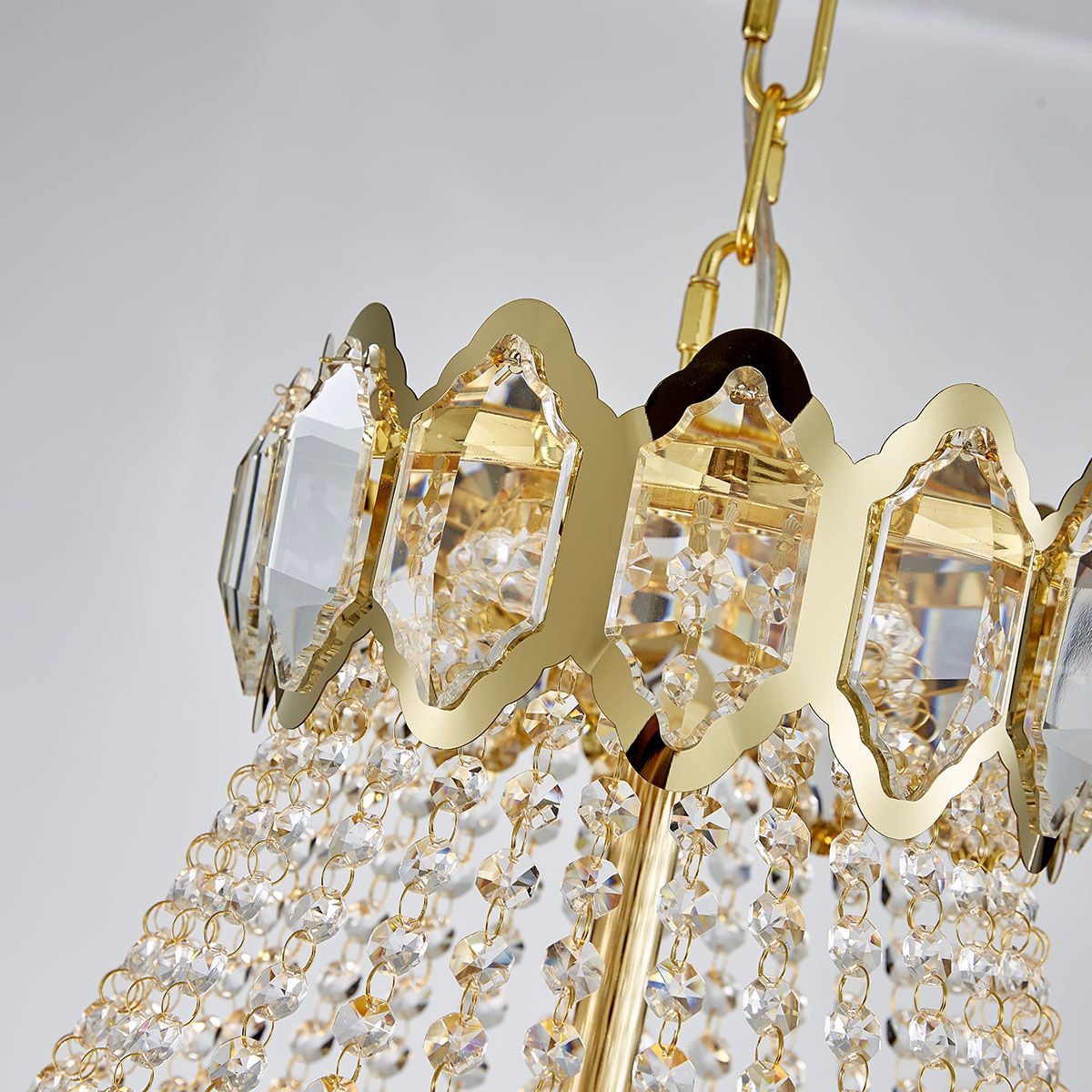 Gold Postmodern Pendant Chandelier Genuine K9 Crystal Metal Body 11/17/22 Bulbs (E14)