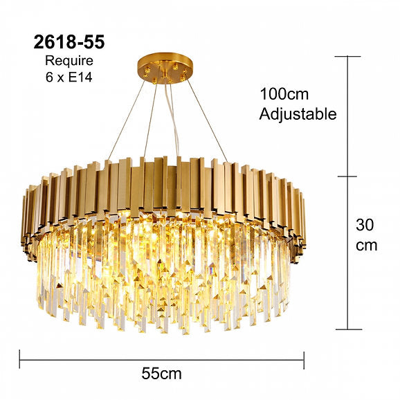 Clear and Gold Postmodern Pendant Chandelier Ceiling Light Genuine K9 Crystals