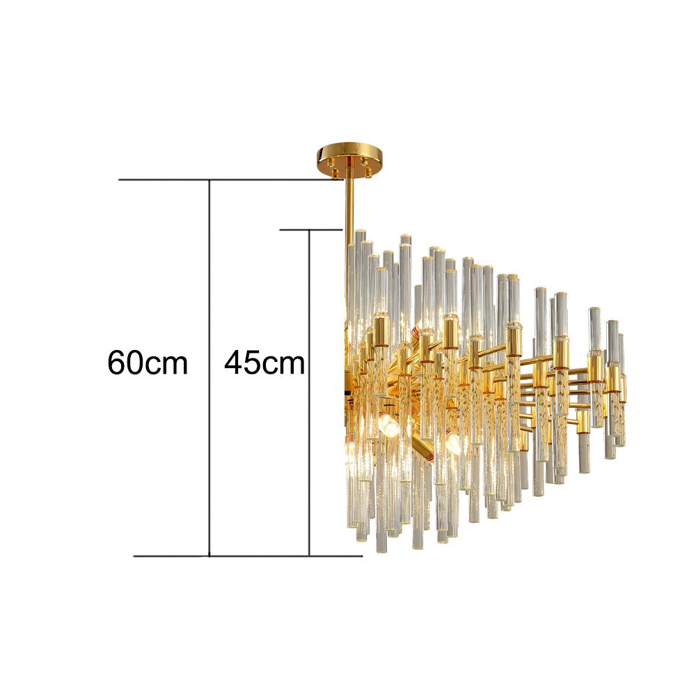 Clear Crystal Rods and Golden Postmodern Genuine K9 Crystal Chandelier